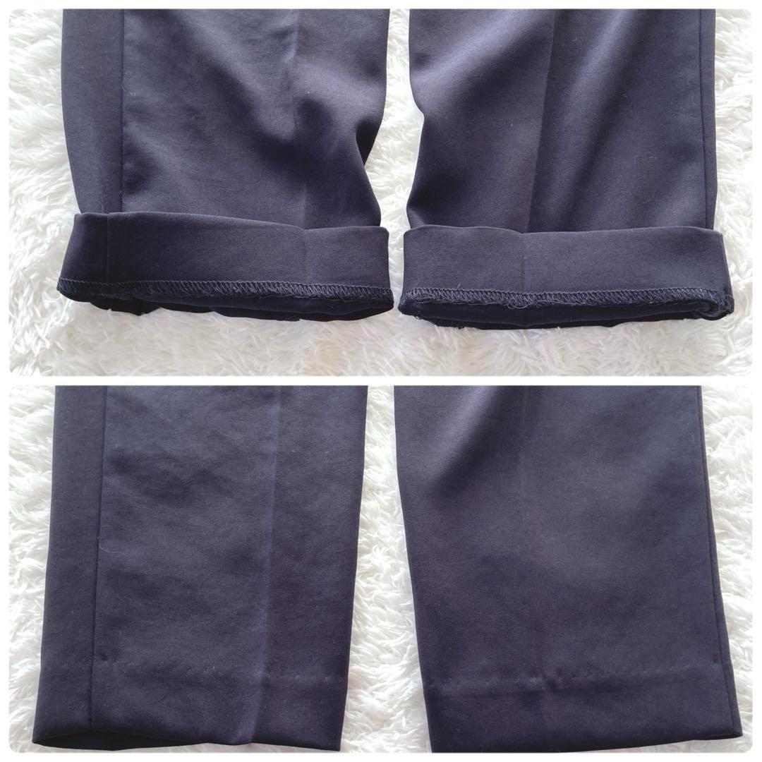 美品✨プラステ　パンツスーツ　ノーカラー　ネイビー　とろみ　手洗い可 Ｌ　大きめ