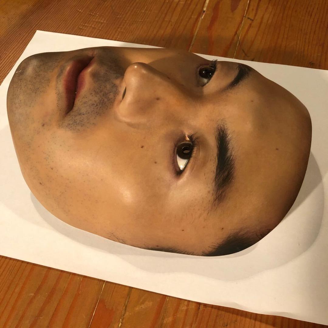 あの顔　人面　お面　仮面屋おもて 超リアルな人面マスク　おもしろ コスプレ