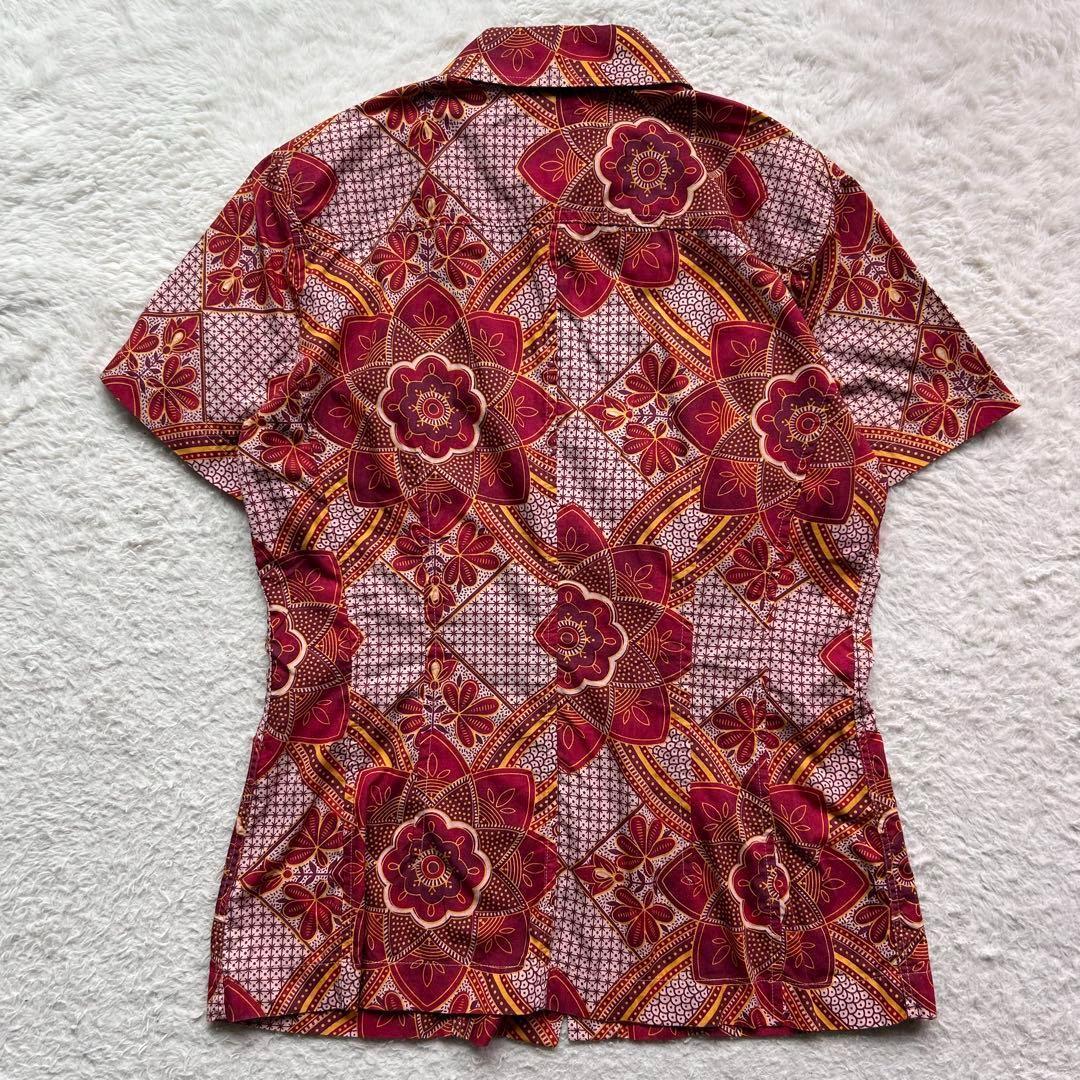 【90s 美品】ドリスヴァンノッテン 半袖シャツ 総柄 和柄 赤系 38サイズ