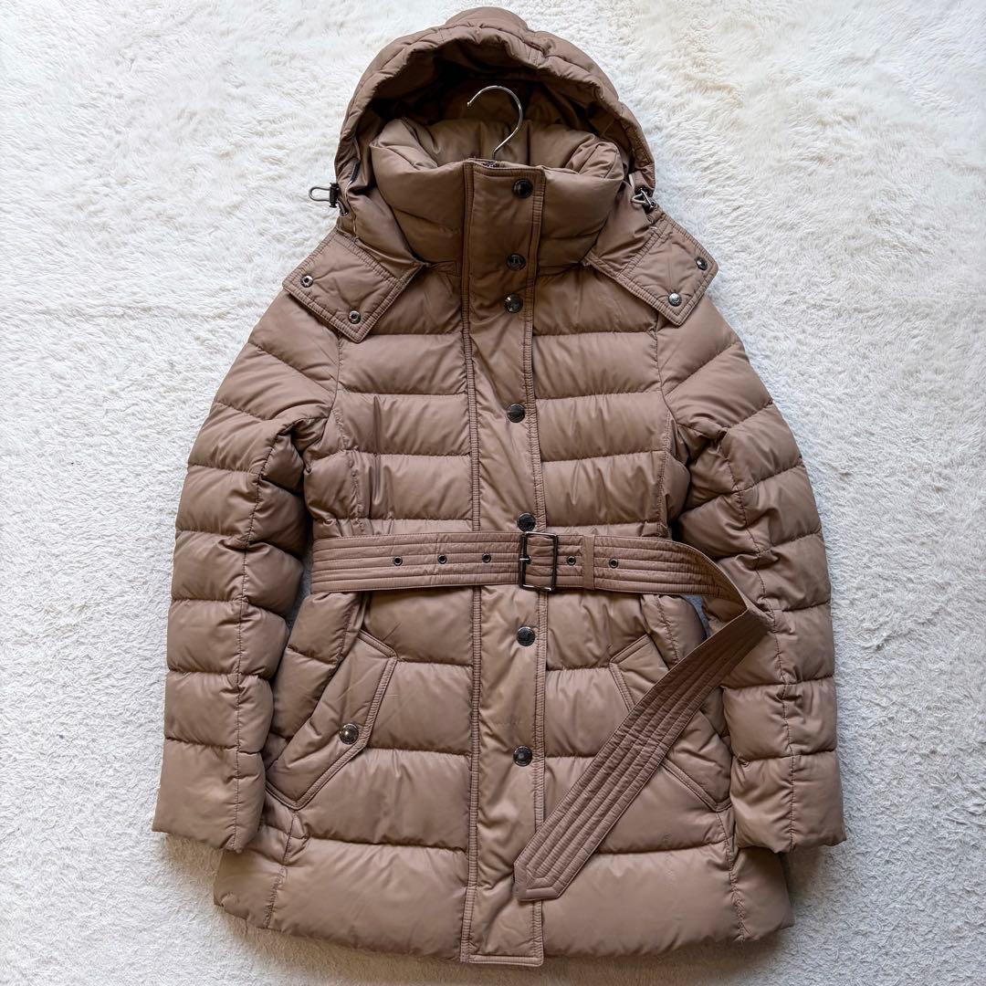 美品✨バーバリーロンドン ダウンコート メガノバチェック 腰ベルト ベージュ M