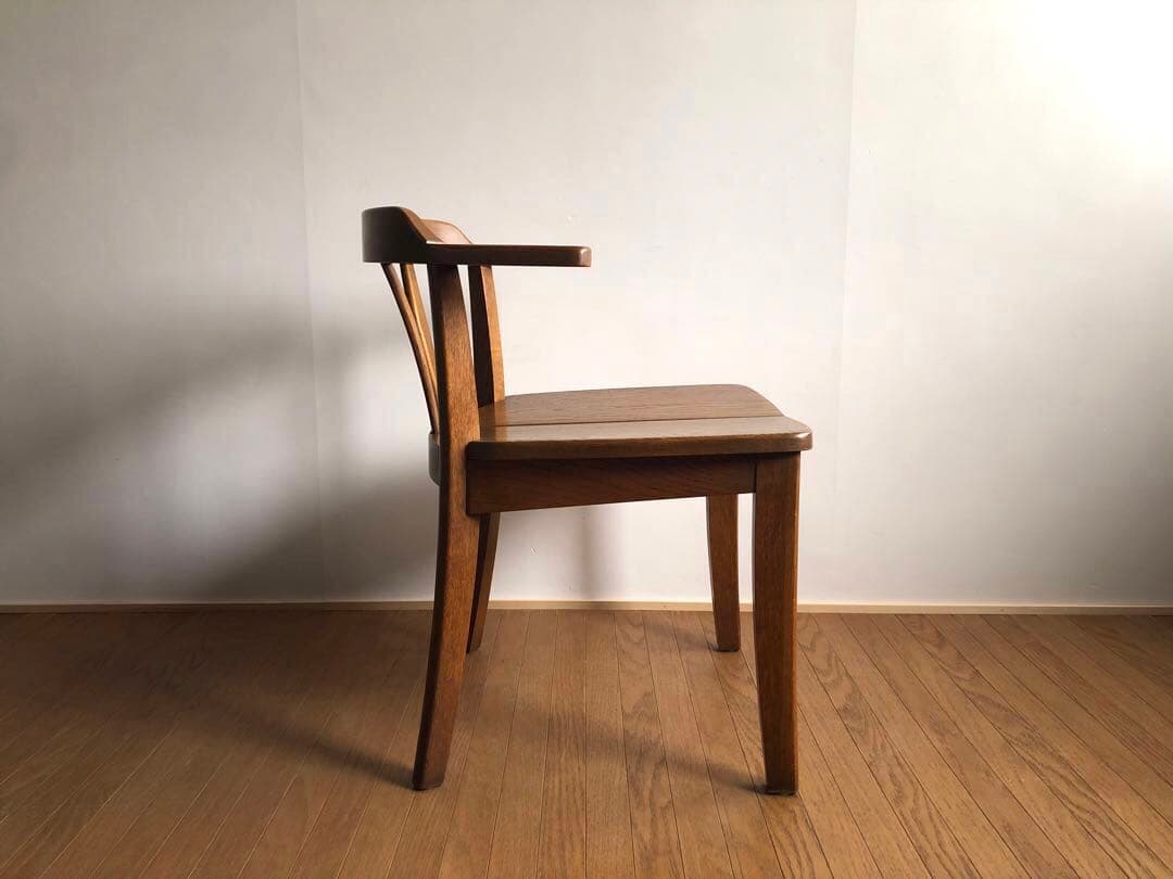 飛騨家具 浜本工芸 アームチェア① 肘掛け 安楽椅子 楢無垢材 昭和レトロ 民芸