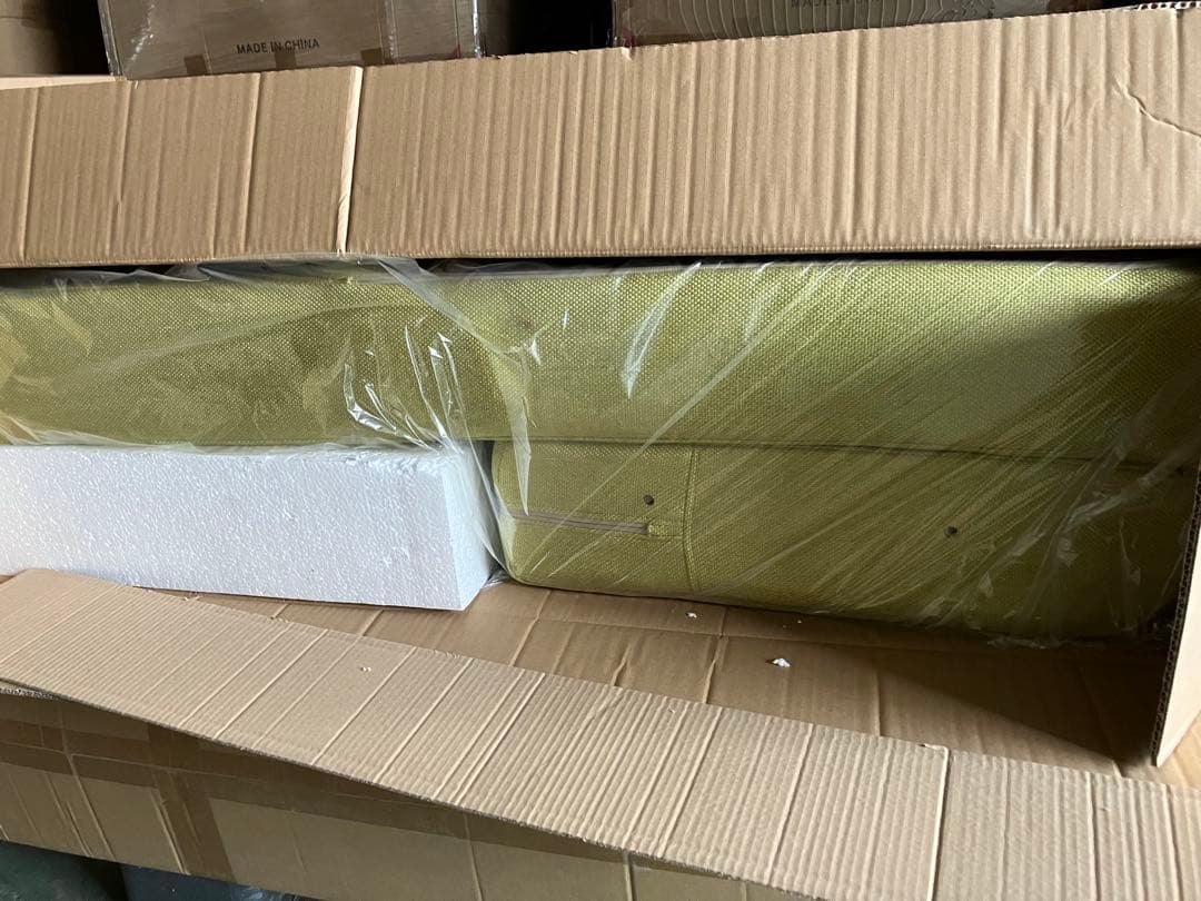 キチンとラーめんっさん専用　カウチソファベッド　クッション付き　グリーン