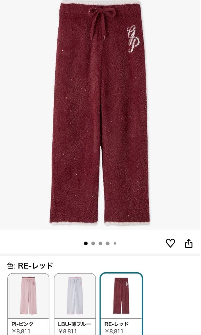 Gelato Pique Dream ルームウェアセット レッド