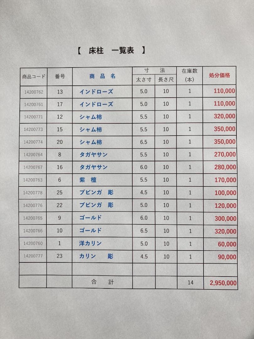 床柱　紫檀　5.5寸（16.5ｃｍ）
