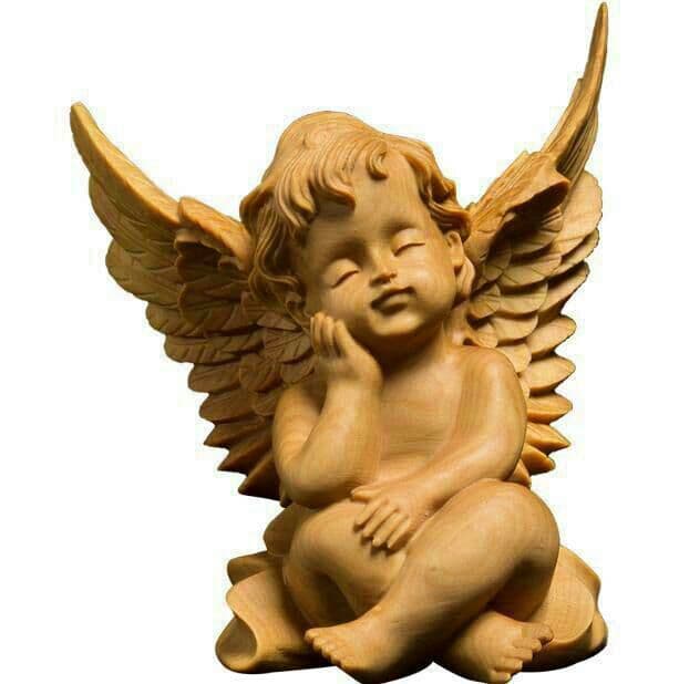 職人手作り ツゲの木彫り天然木  天使  ?インテリア 工芸品
