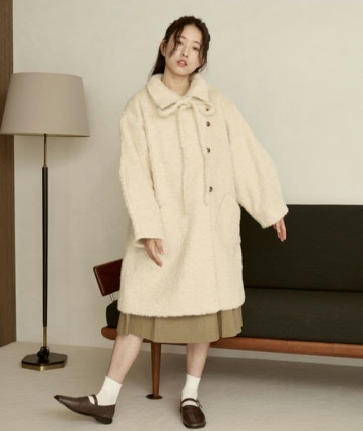 moi tytto シャギーメディ丈コート