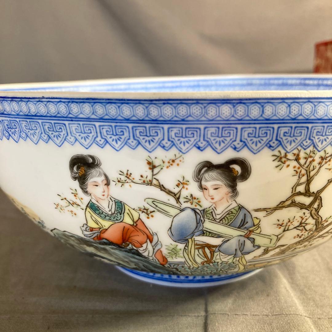 【景徳鎮製】景徳鎮の伝統　中国の名窯　乾隆年製　錦宮廷女官図　極薄胎　大鉢