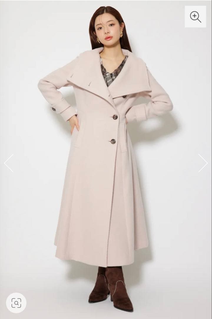 rienda25オーバーネックシンデレララインコート SリエンダBEG 新品