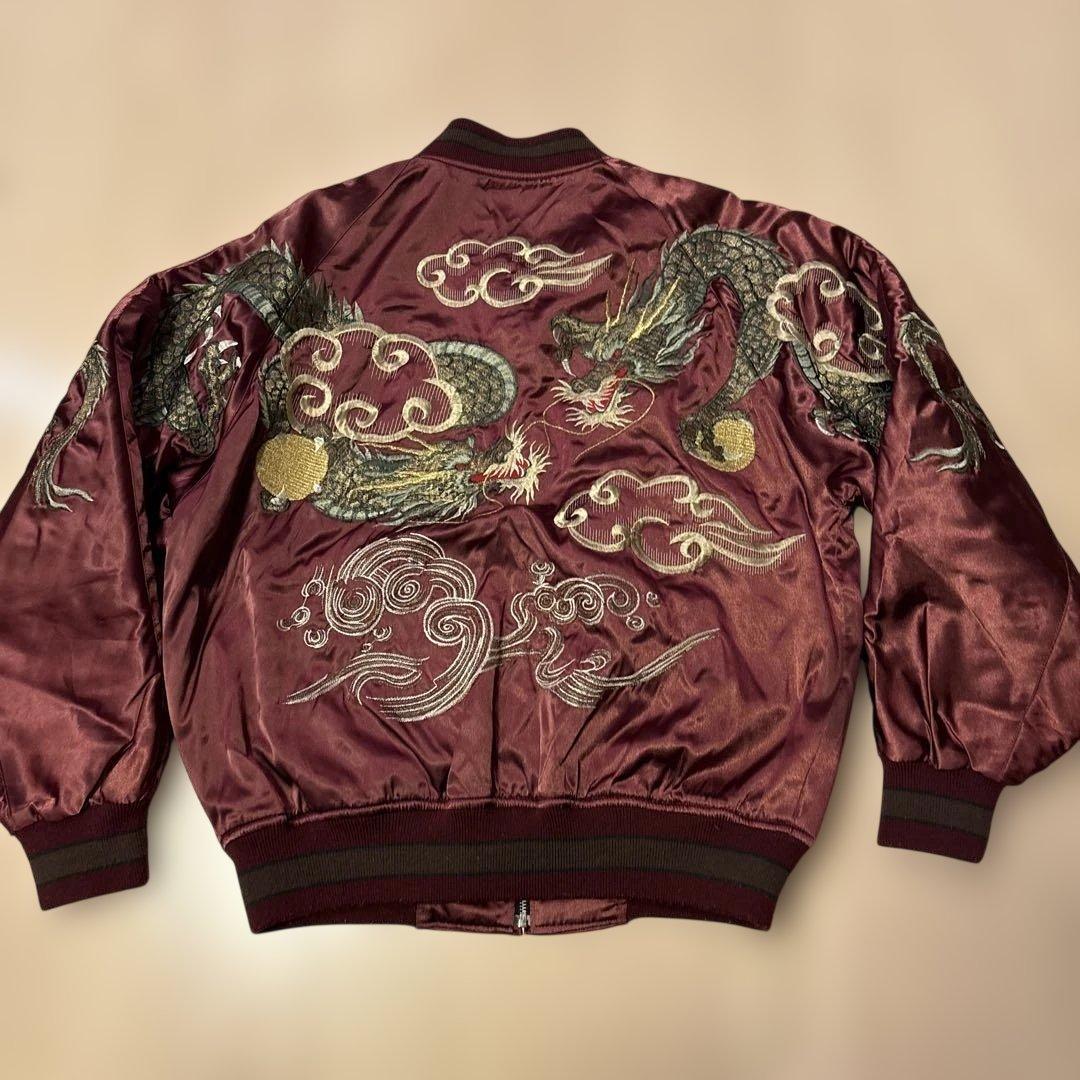 used☆星姫☆スカジャン☆エンジ色☆フリーサイズ☆日本製