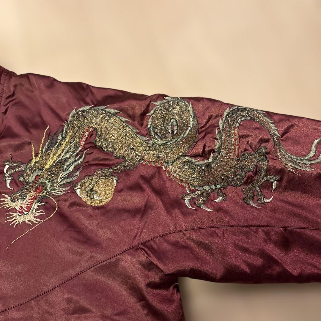 used☆星姫☆スカジャン☆エンジ色☆フリーサイズ☆日本製