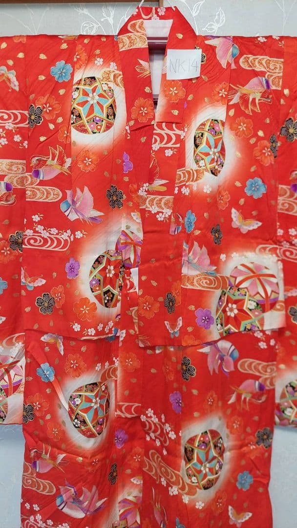 NK14アンティーク子供着物正絹着丈103センチ裄丈53センチ美品綺麗