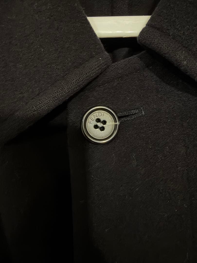 FENDI ロングコート　ブラック　比翼　古着　マキシ丈コート