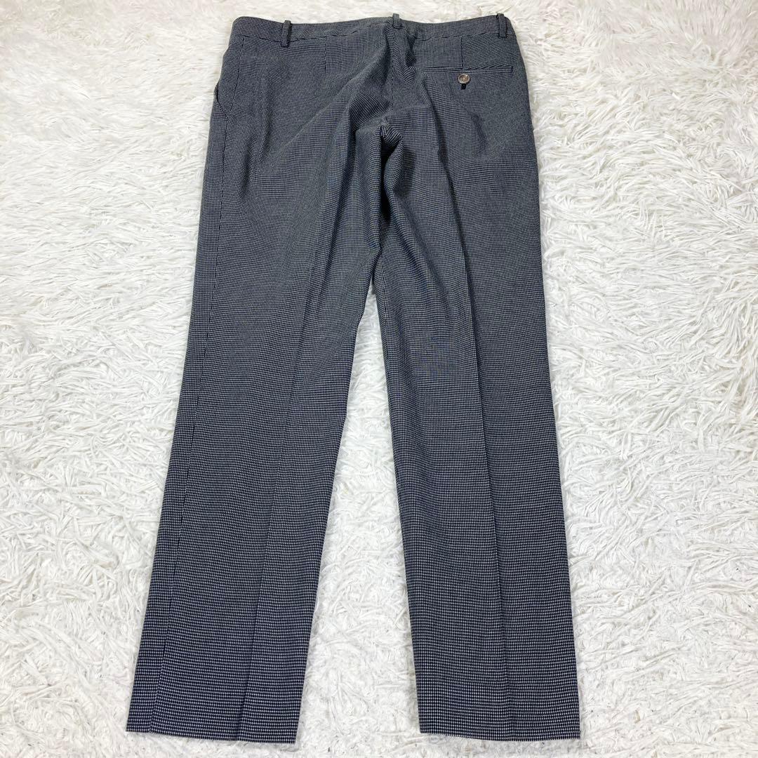 ポールスミスブラック　チェック柄　ストレッチ素材　シェルボタン　サイズ38(M)