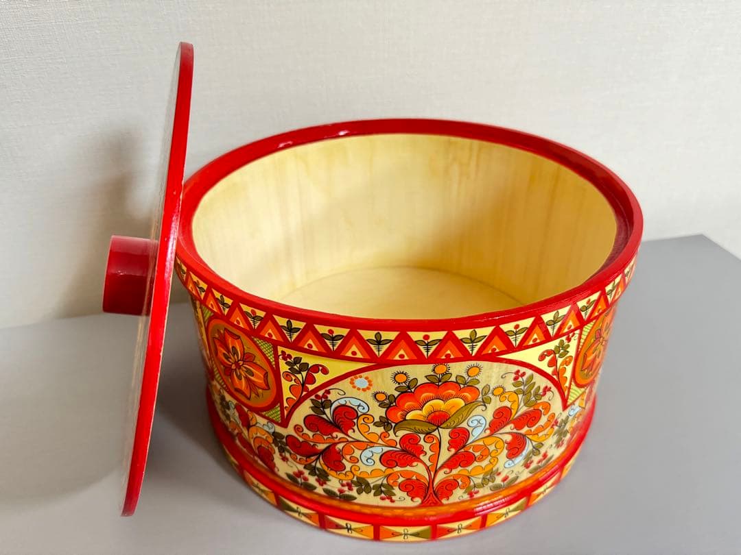 ロシア Vologda region 民芸品 小物入れ 新品未使用品