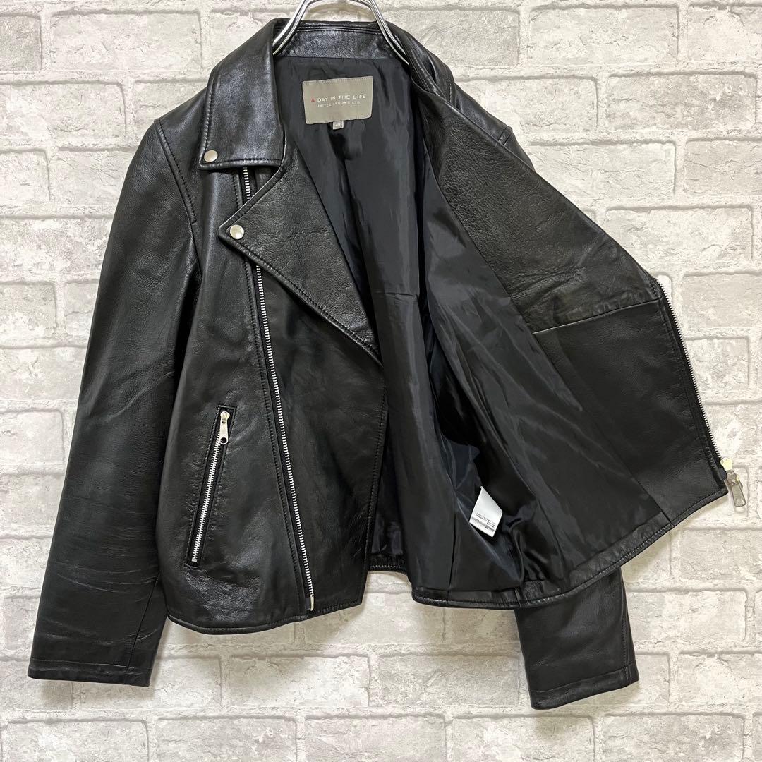 らひ様【美品】ユナイテッドアローズ ラムレザー ダブル ライダース 40 黒