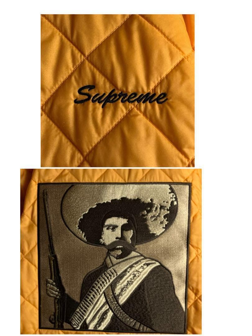 【希少カラー】シュプリーム☆ 両面刺繍ロゴ入りキルティングジャケット オレンジ