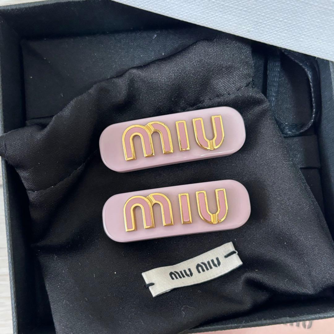 miumiu ミュウミュウ ヘアクリップ ヘアピン バレッタ ピンク 正規品
