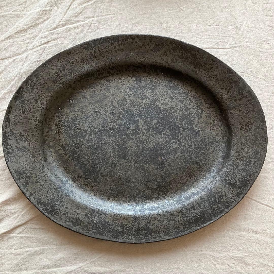 【新品未使用】安福由美子　錆オーバル皿①