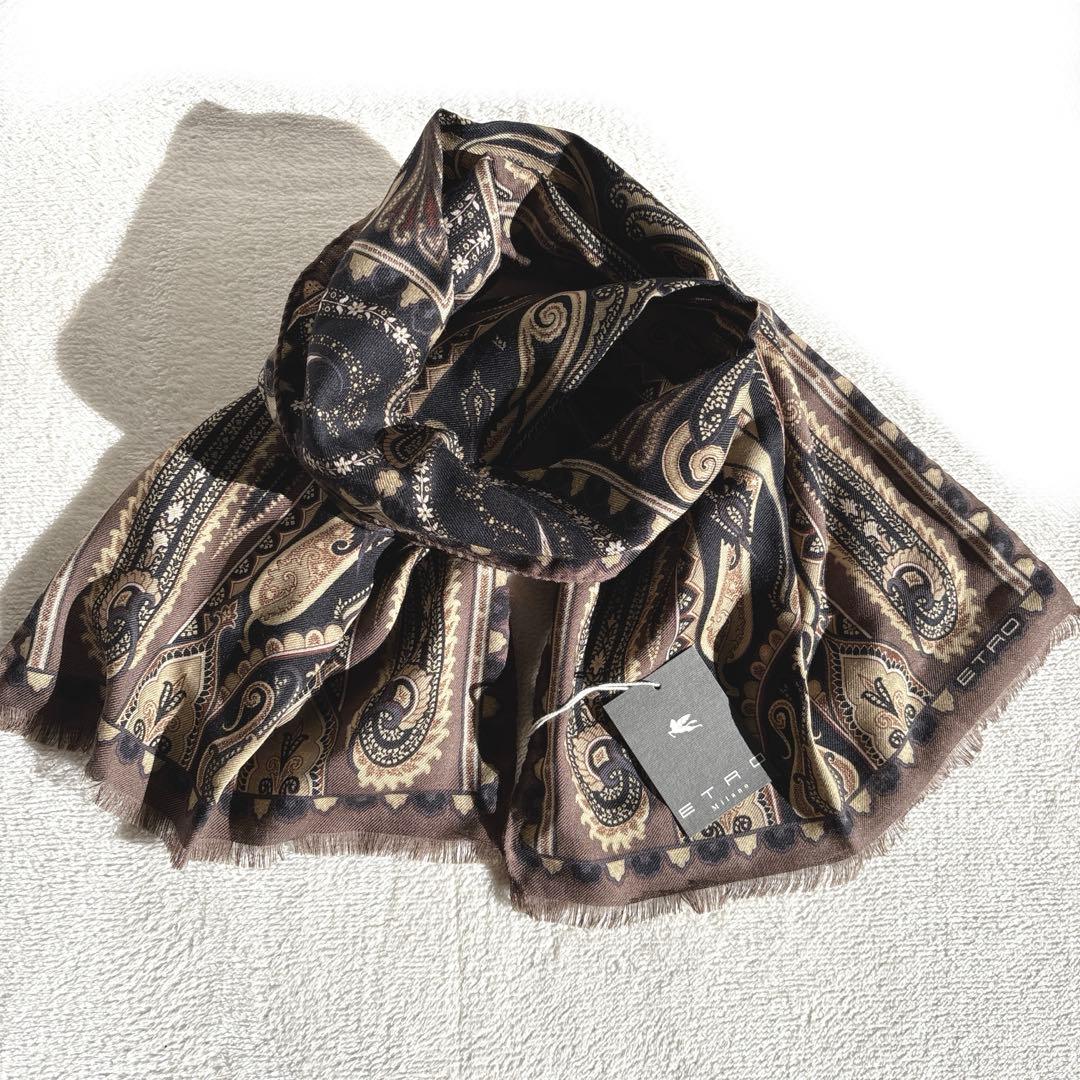 【新品】ETRO エトロ ペイズリー柄 ストール マフラー　イタリア製　シルク混