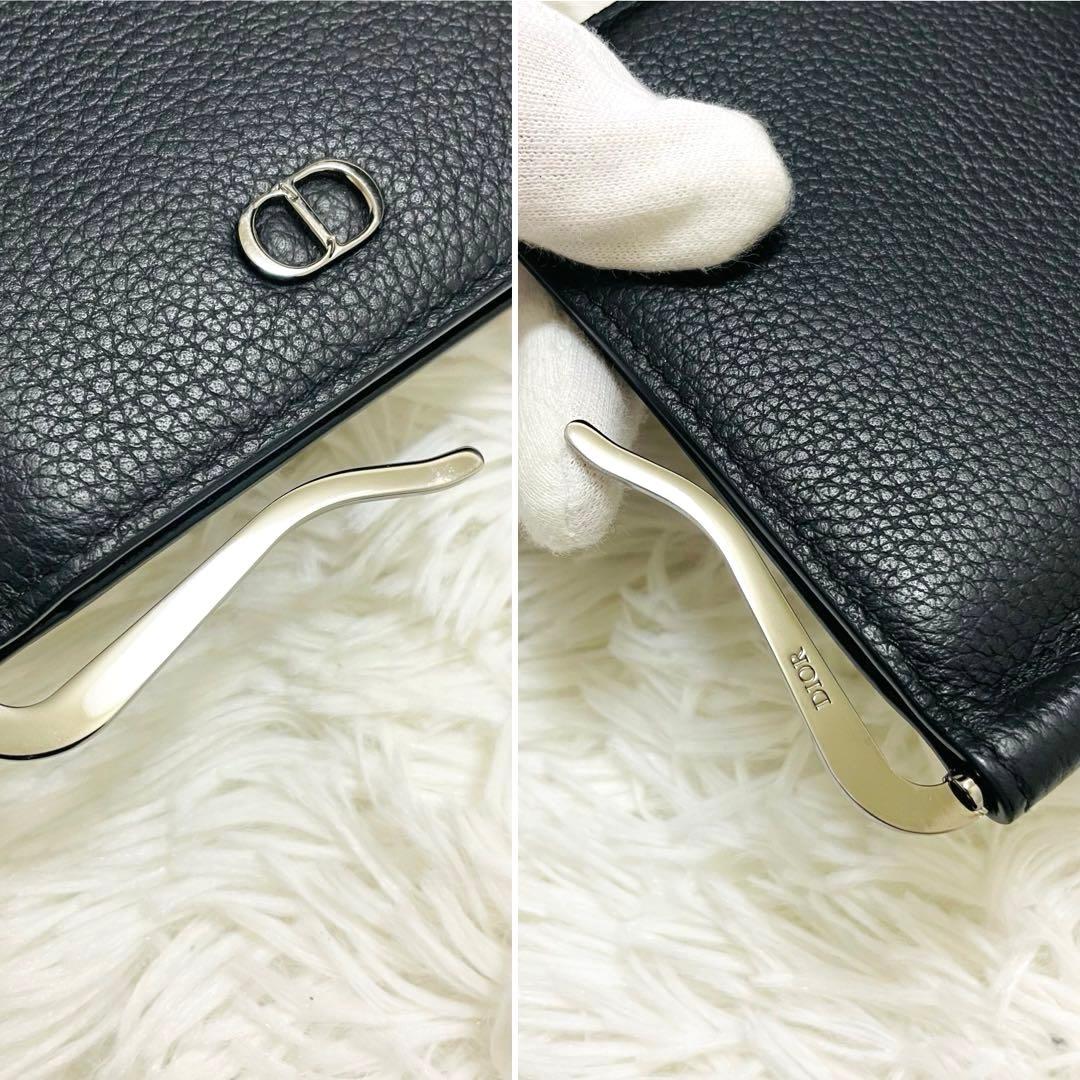 極美✨DIOR マネークリップ CDロゴ オム レザー ブラック