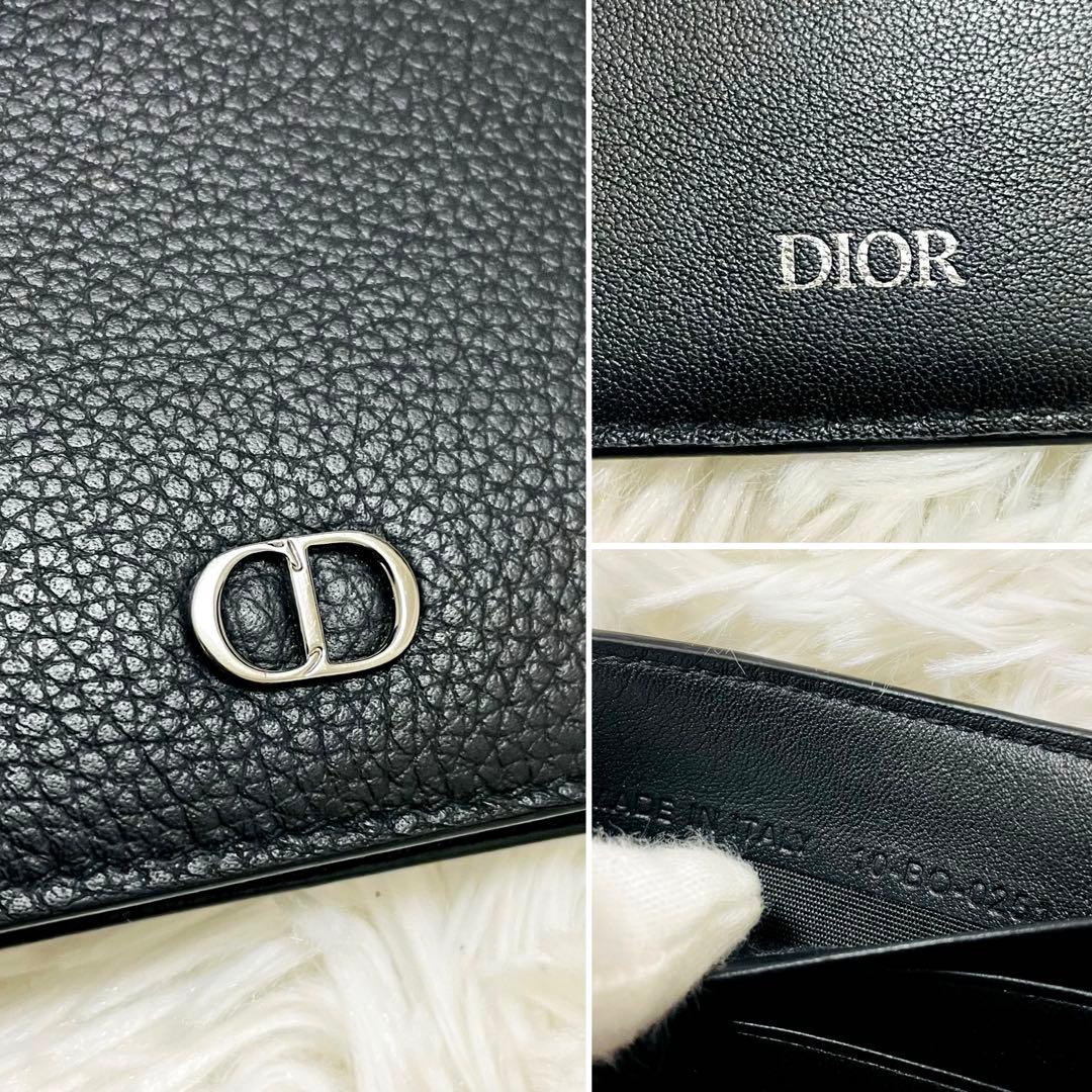 極美✨DIOR マネークリップ CDロゴ オム レザー ブラック