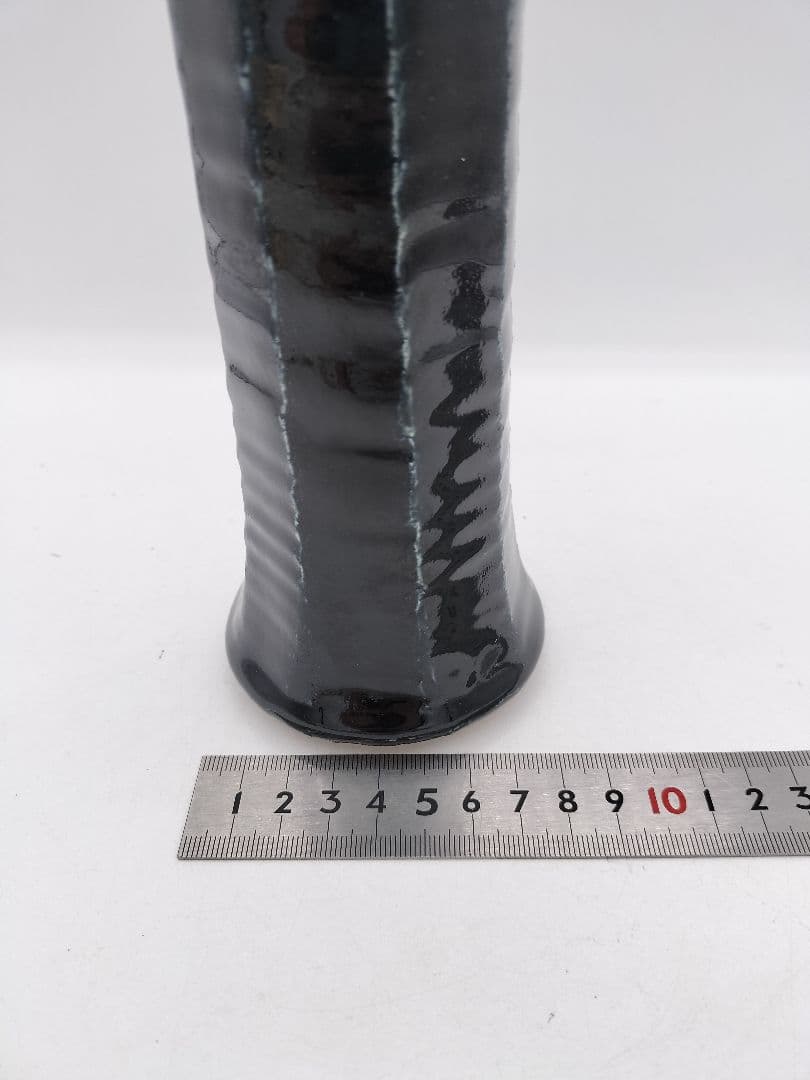 c607 花入 会寧窯変 面取 志堂 朴富元 木箱 茶道具 古物