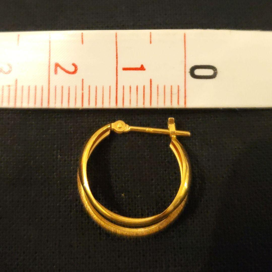 K18イエローゴールド ダブルリング ピアス(片耳用)