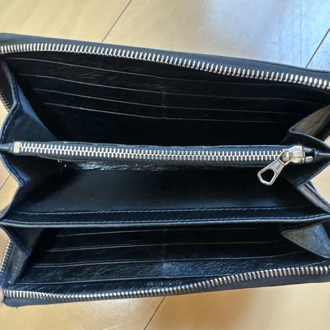 [BALENCIAGA] ラウンドファスナー ブラック レザー ロゴ