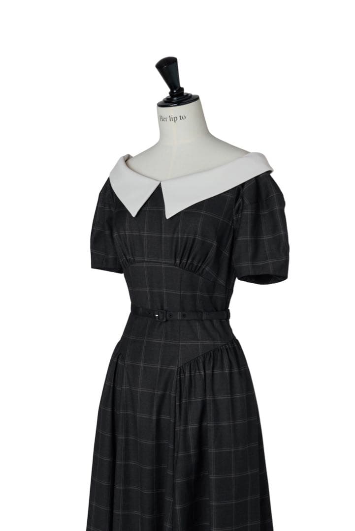 ワンピース Coralie Belted Dress gray check/S