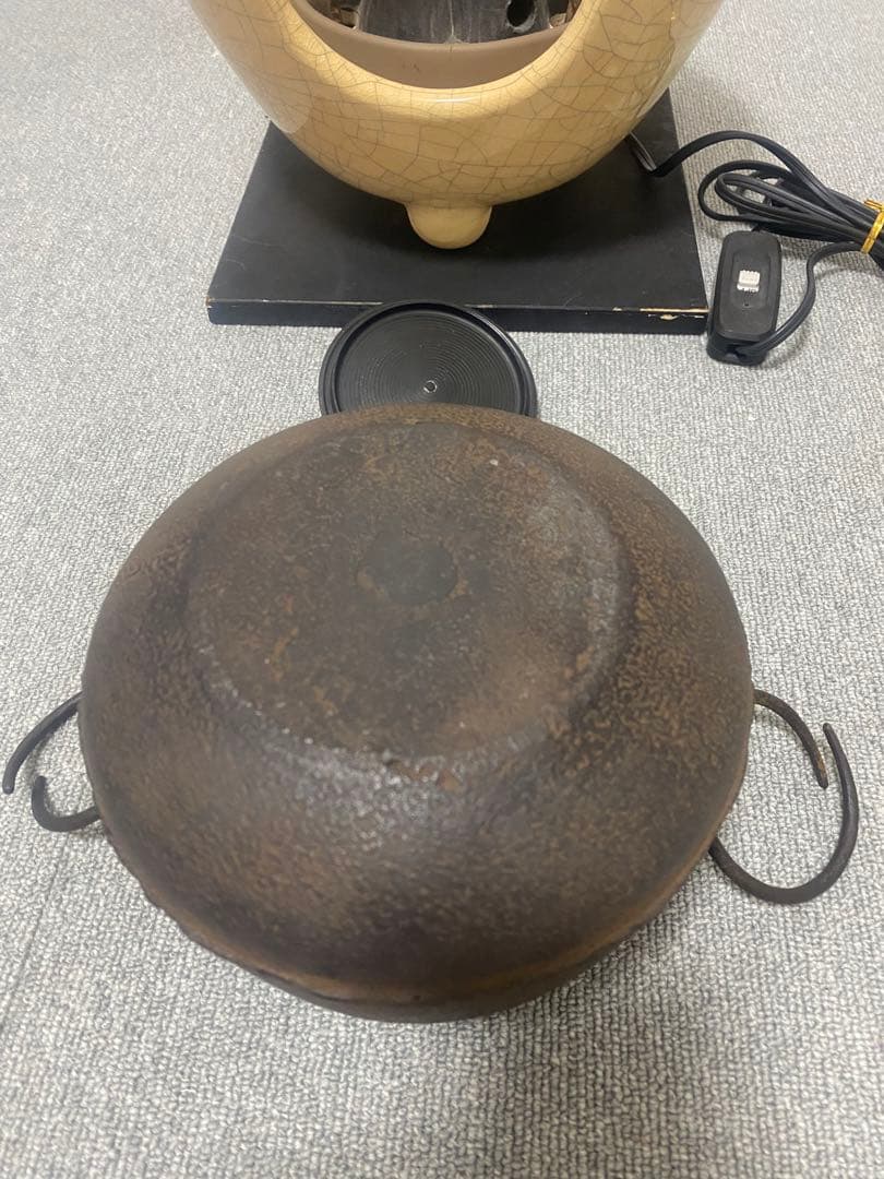 創巧野々田 風炉型電熱器とあじろ鉄 茶釜 セット