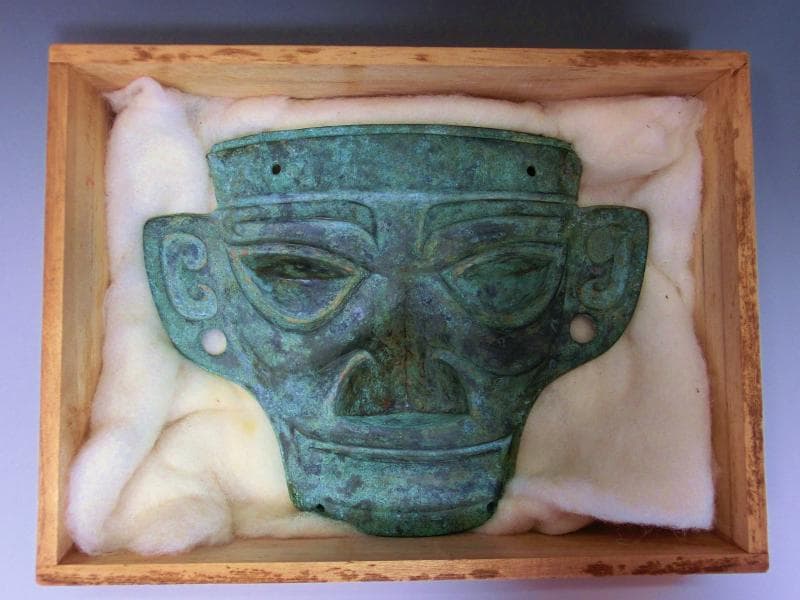 仮面■中国古代祭祀土坑出土 古青銅人顔面 発掘品 お面 超希少品 古玩 唐物■