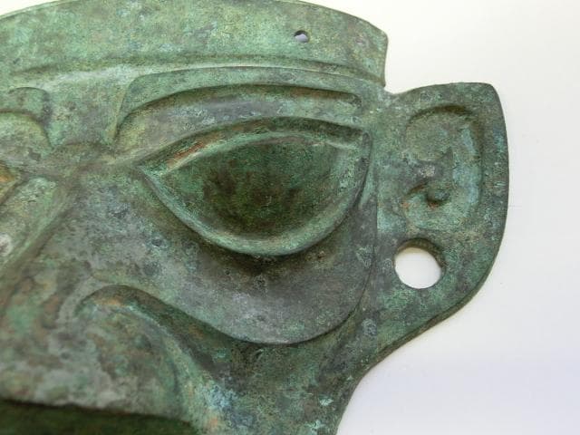 仮面■中国古代祭祀土坑出土 古青銅人顔面 発掘品 お面 超希少品 古玩 唐物■