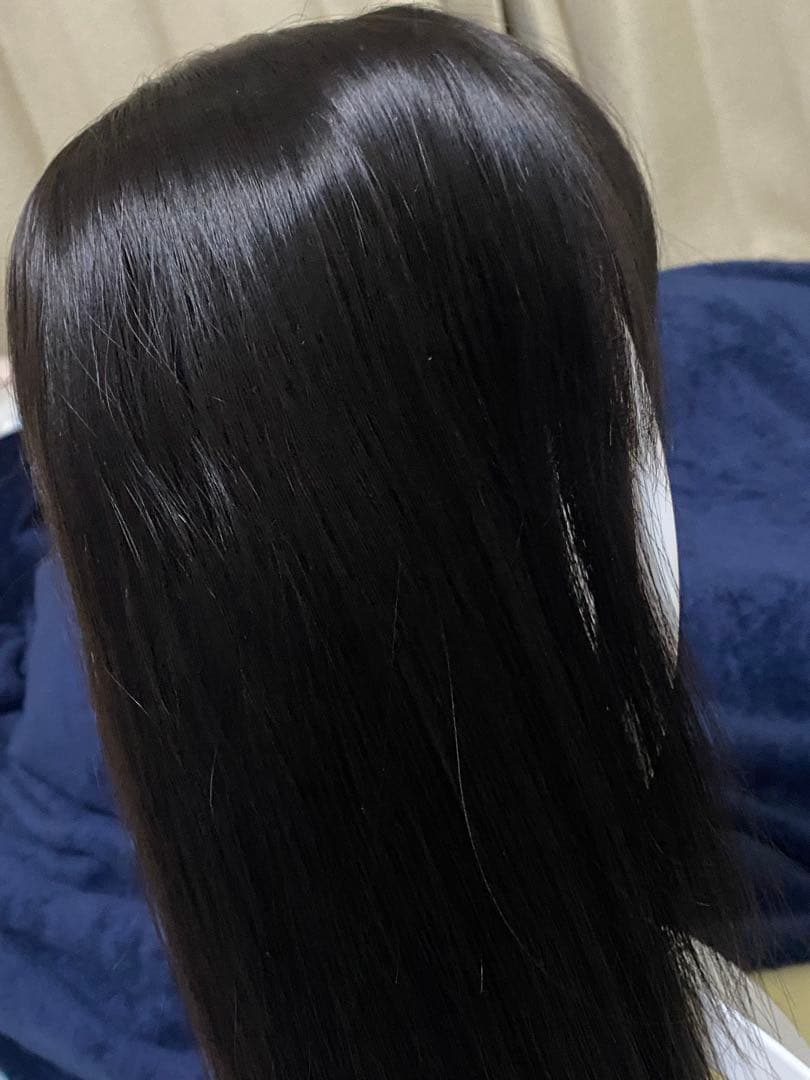 人毛100%フルウィッグ ロング ナチュラルブラック