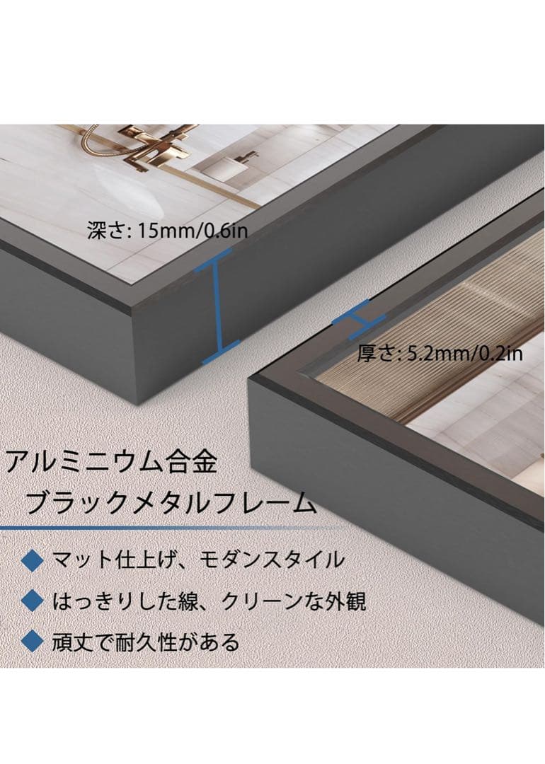 ANYHI 浴室の 玄関 の寝室のための長方形の壁ミラー、100.5 x 60