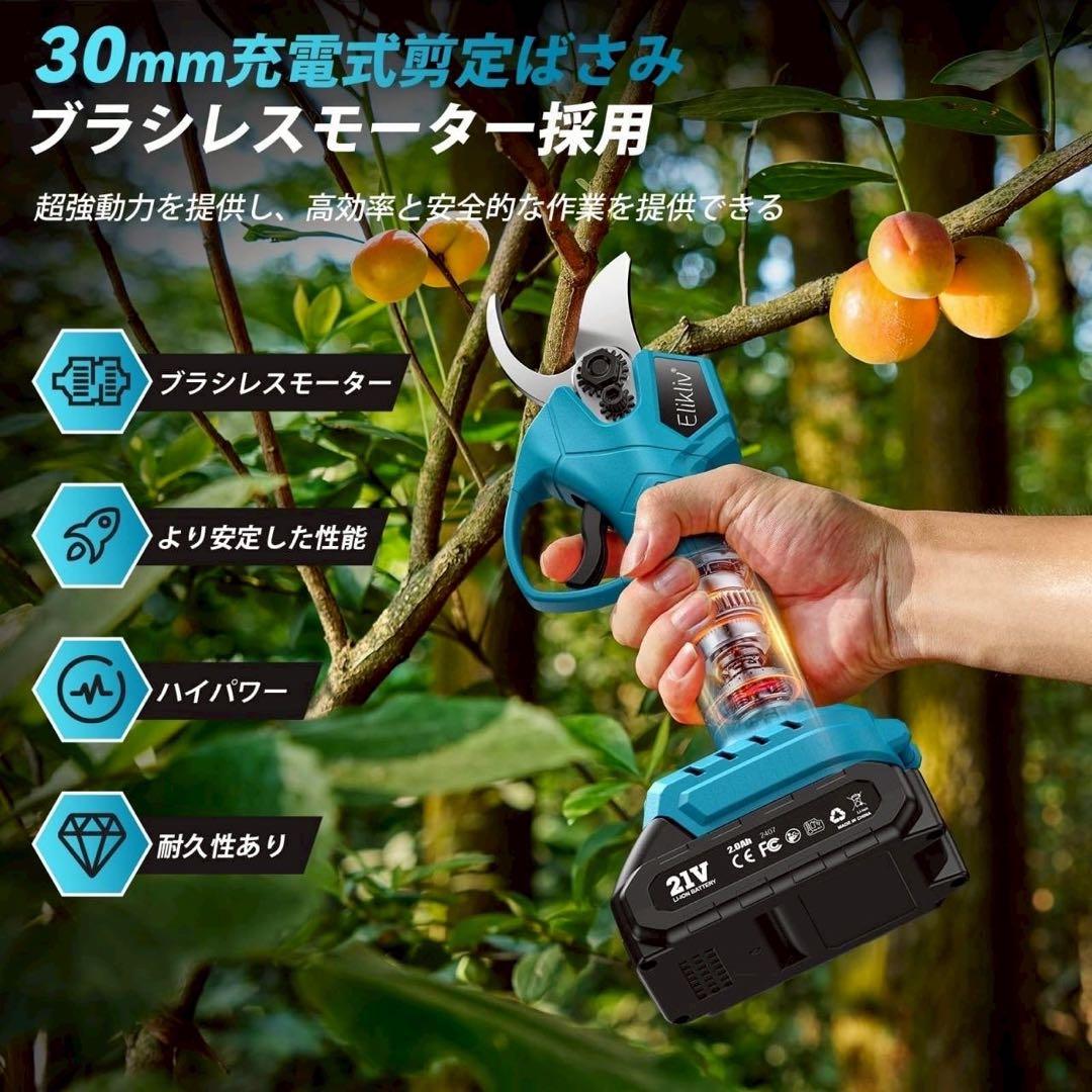 新品 ポールヘッジトリマー 高枝切り剪定バサミ 電動芝生バリカン バッテリー2個