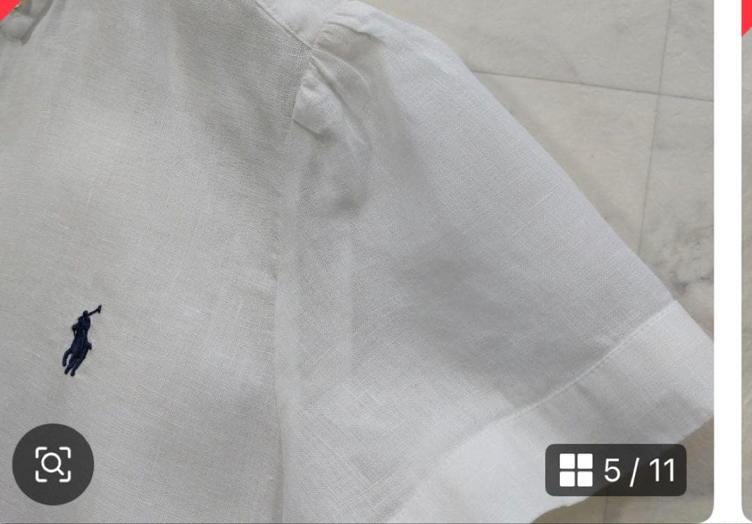 美品 現行タグ ラルフローレン リネンパフスリーブシャツ L 白