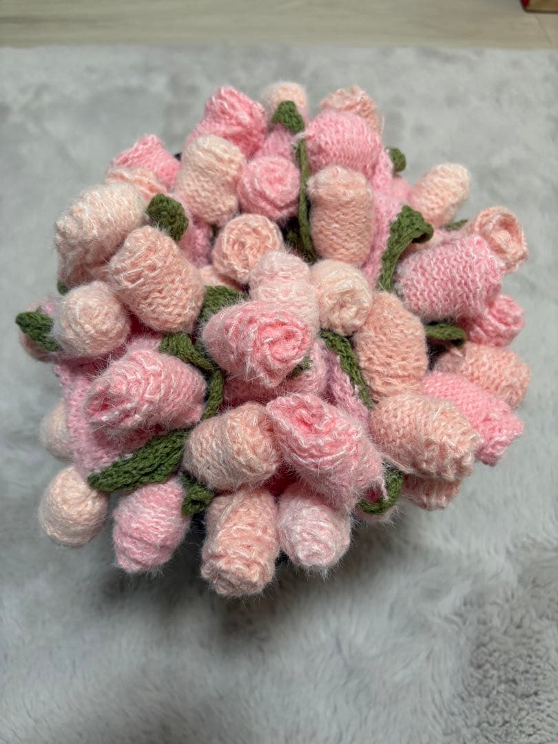 バラの花束ブランケット　直径120cm ピンクのバラ