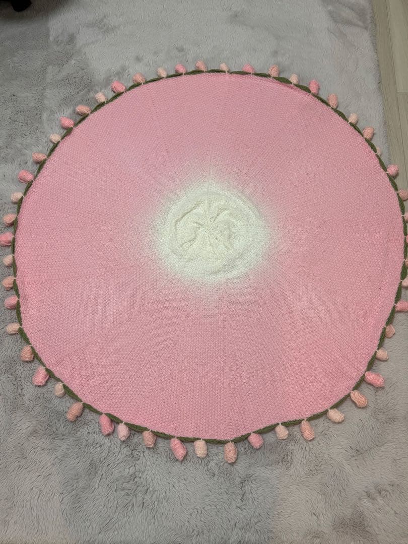 バラの花束ブランケット　直径120cm ピンクのバラ