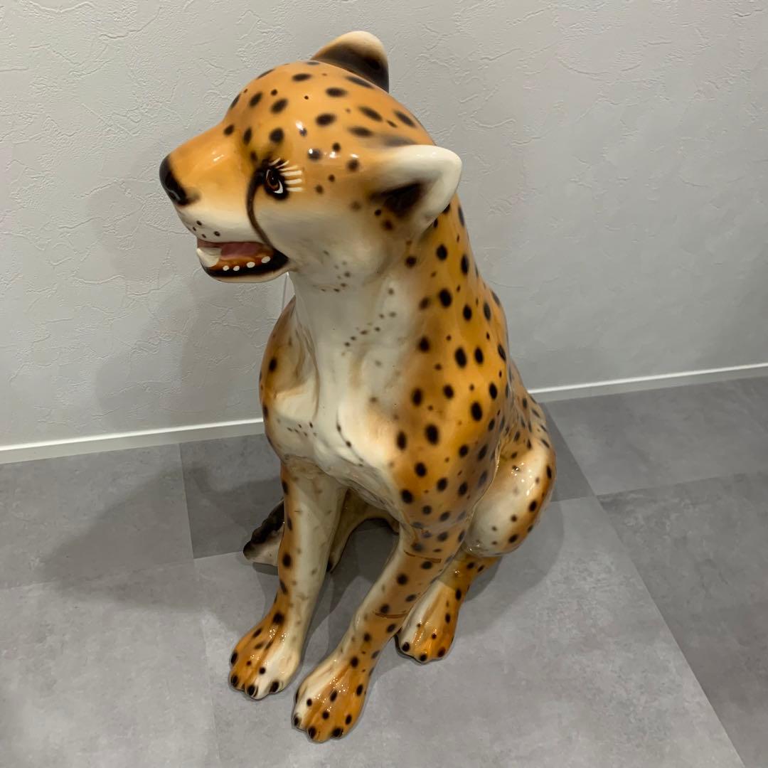 チーター レオパード パンサー ヒョウ ジャガー 陶器 置物 豹 オブジェ