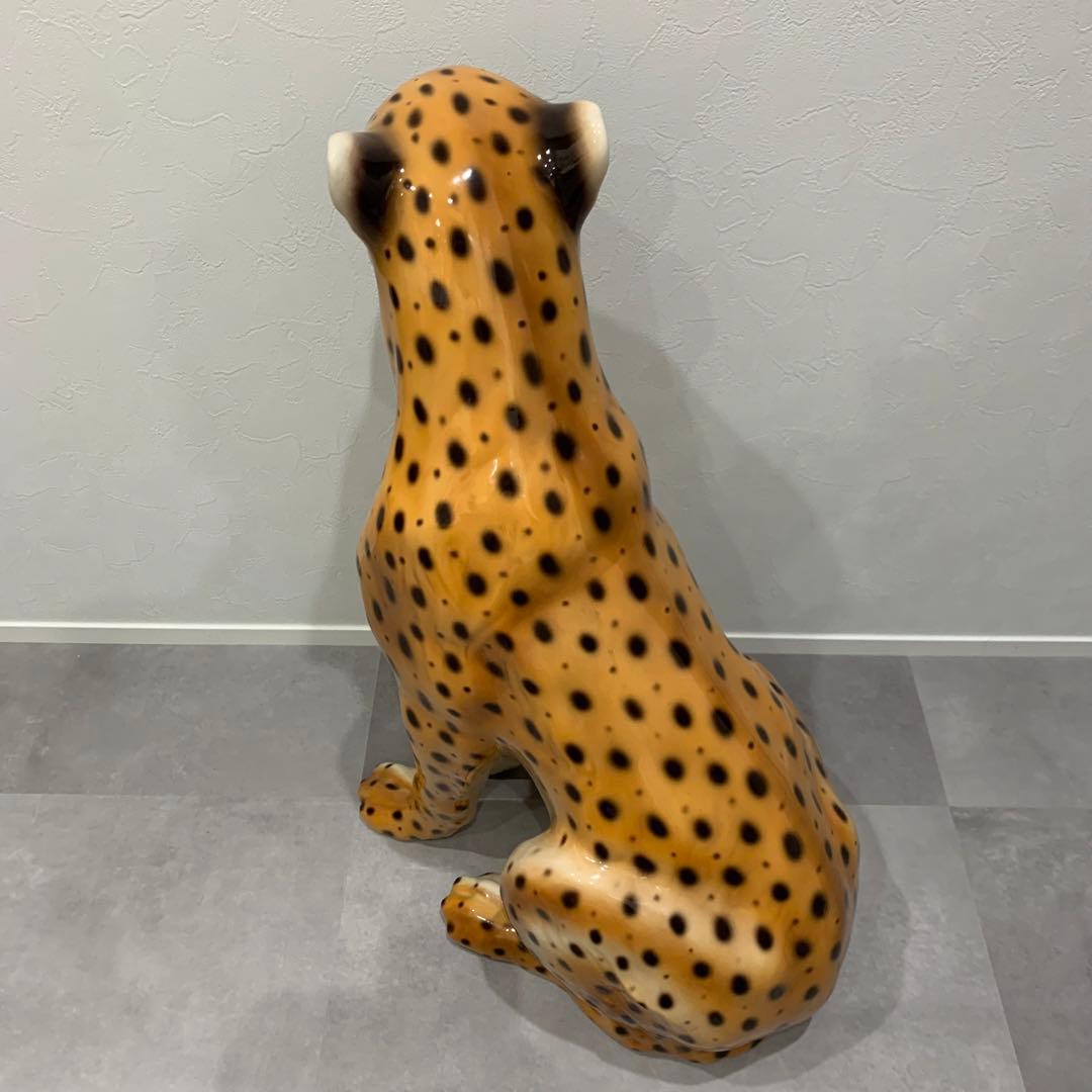チーター レオパード パンサー ヒョウ ジャガー 陶器 置物 豹 オブジェ