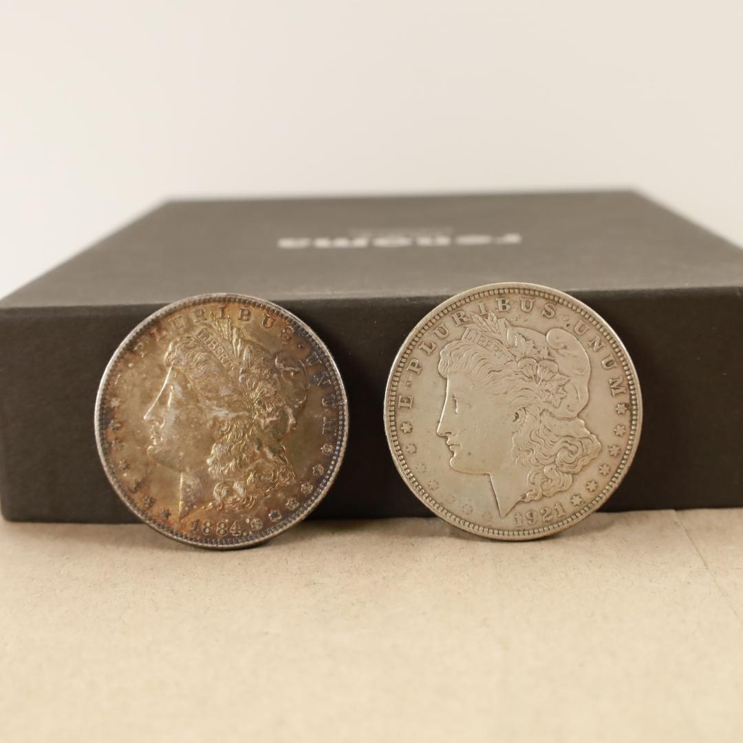 プ*須様 1884年製＆1921年製 モルガンダラー銀貨 USA 1ドル硬貨　２