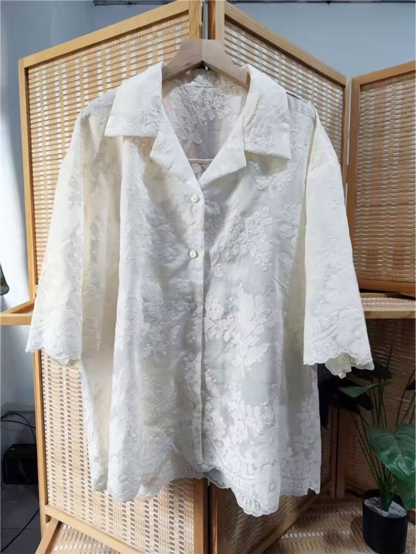 即日発送　CLANE SHEER FLOWER LACE SHIRTS