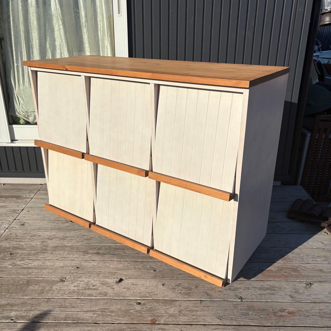 北欧レトロ カントリー家具 天然木キャビネット 6マス収納 飾り棚 ボックス収納