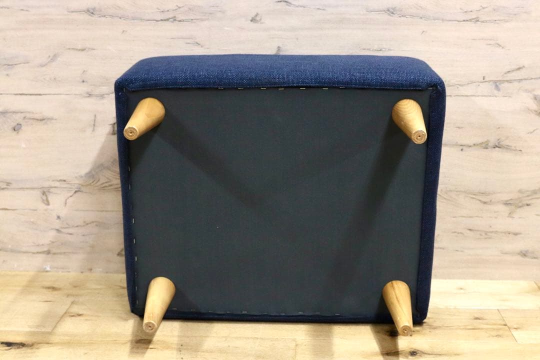 GMHK348○IDC大塚家具 スツール オットマン ブルー ファブリック 布張