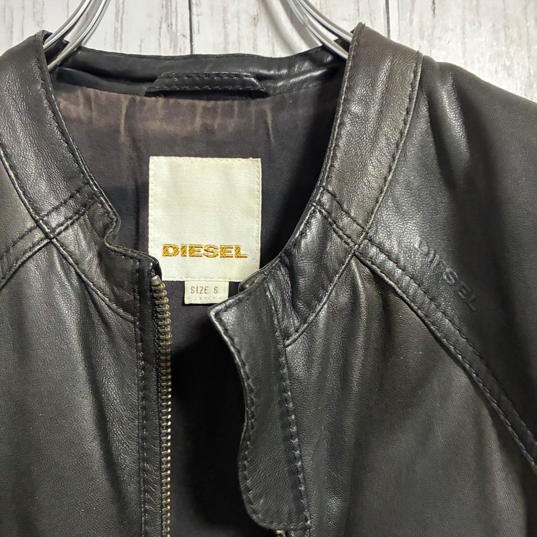 DIESELディーゼル 羊革ラムレザージャケット シングルライダース Sサイズ