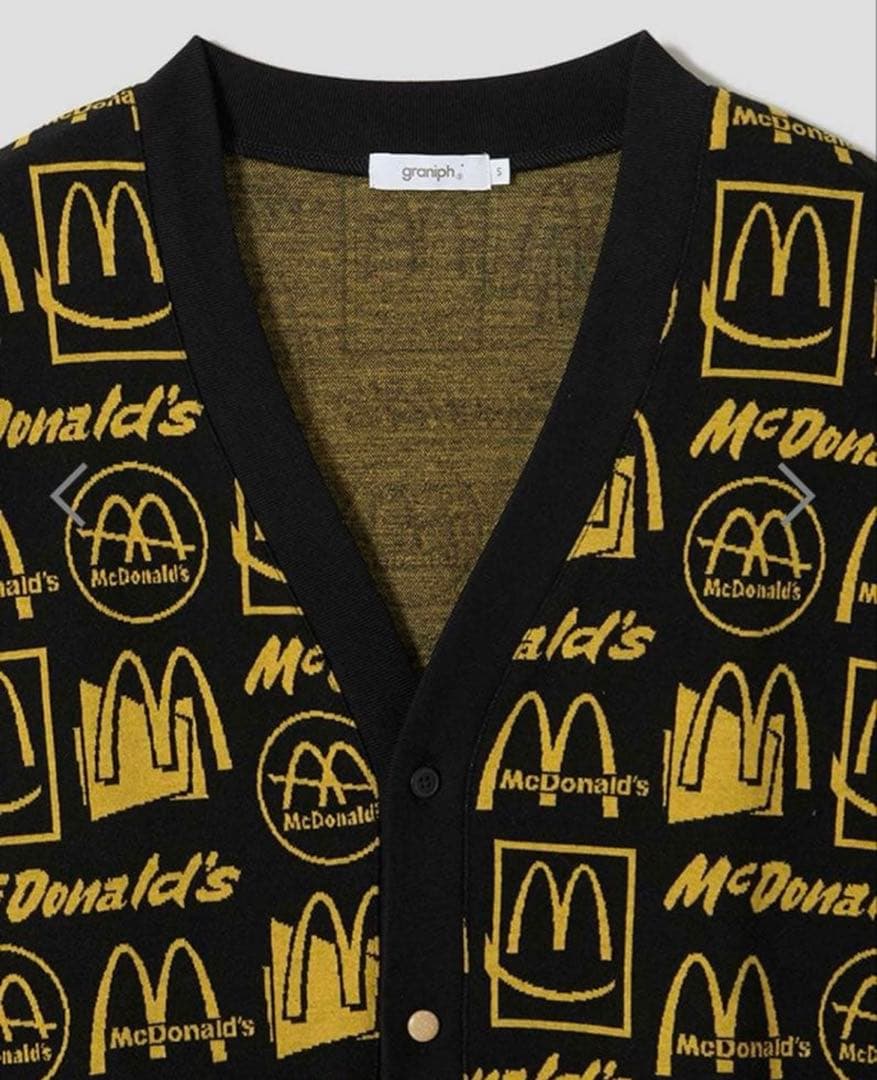 グラニフ　マクドナルド　ジャカードVネックカーディガン