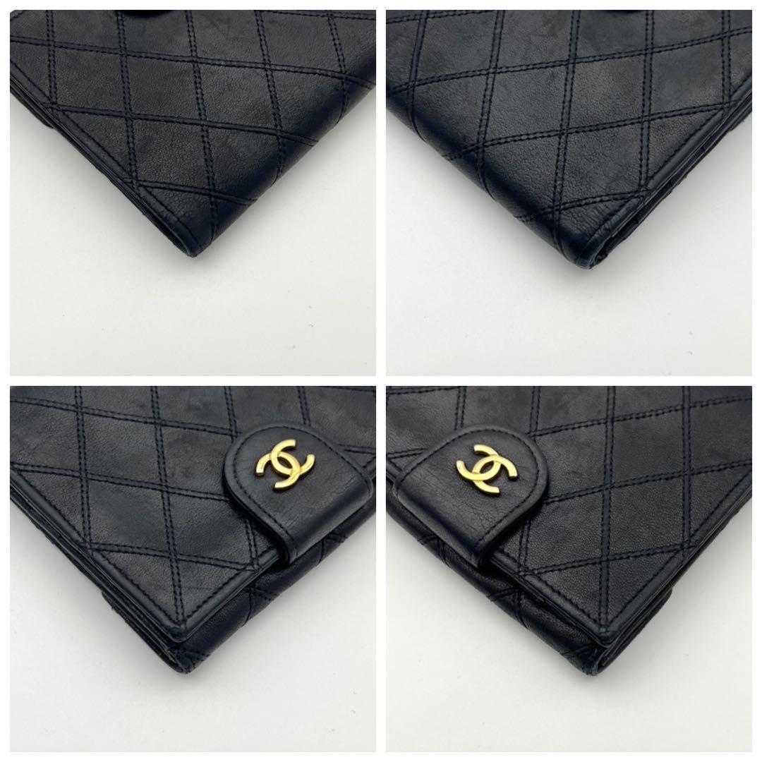 【鑑定済み】CHANEL シャネル ビコローレ Wホック 折り財布 ブラック
