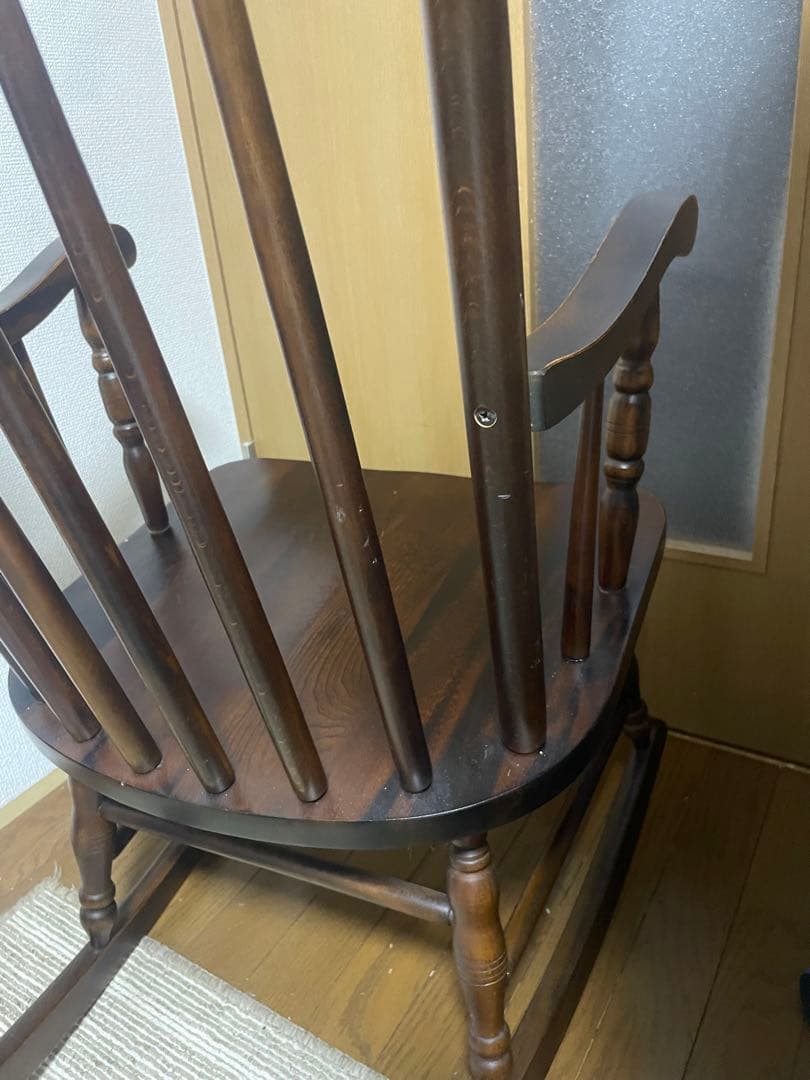【引取限定】飛騨の家具　木製ロッキングチェア ダークブラウン　葛飾区