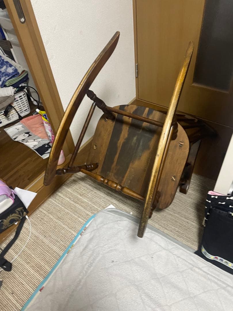 【引取限定】飛騨の家具　木製ロッキングチェア ダークブラウン　葛飾区