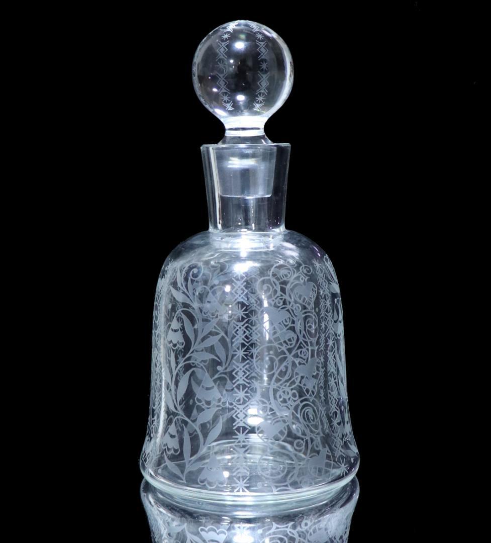オールド・バカラ ジョルジュ・シュバリエ 植物文 大型 デカンタ 23cm